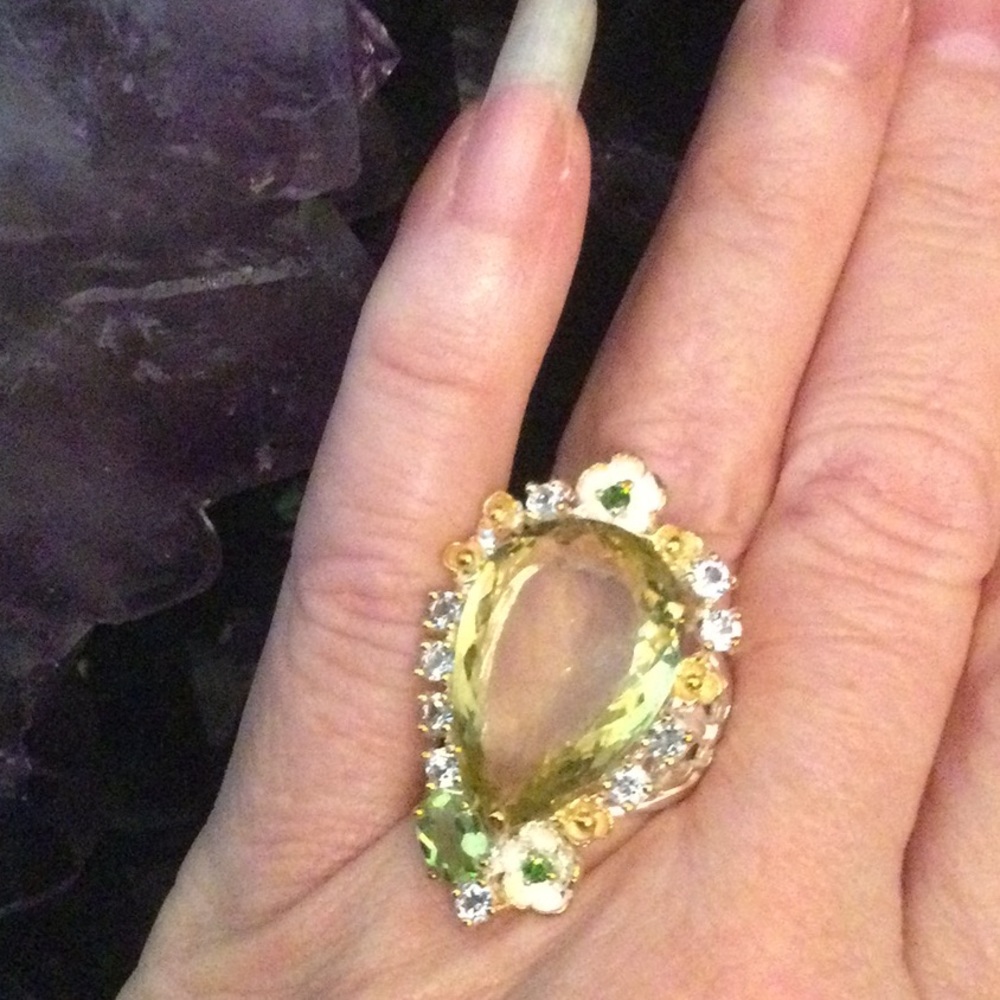 Sensational Genuine Lemon Quartz with Peridot, Topaz & Russian Chrome Diopside - Picture 7 of 12